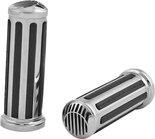 HardDrive - HardDrive Rail Style Grips with Slotted Black Painted End Caps - Black Rubber - 17-0552