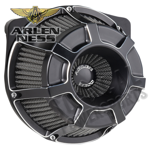 Arlen Ness - Arlen Ness Inverted Series Air Cleaner Kit - Beveled - Black Anodized - 18-919