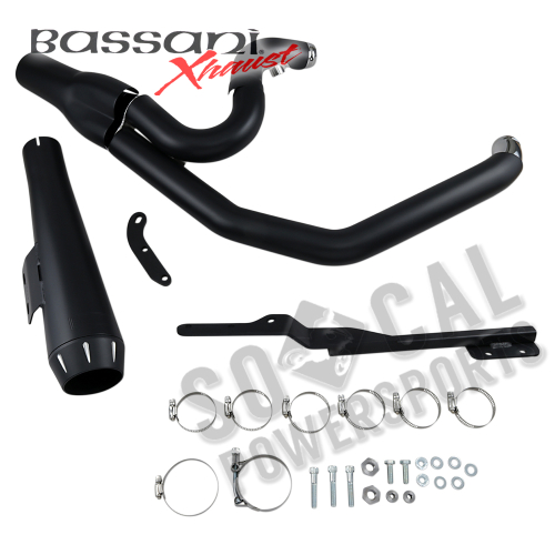 Bassani Manufacturing - Bassani Manufacturing Road Rage 2:1 Short Megaphone Exhaust System - Black - 13322R