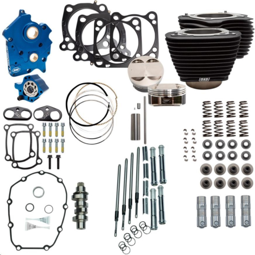 S&S Cycle - S&S Cycle 128in. Power Package for M8 - Chain Cam - Oil Cooled - Wrinkle Black w/ Non-Highlighted Fins - 310-1105B