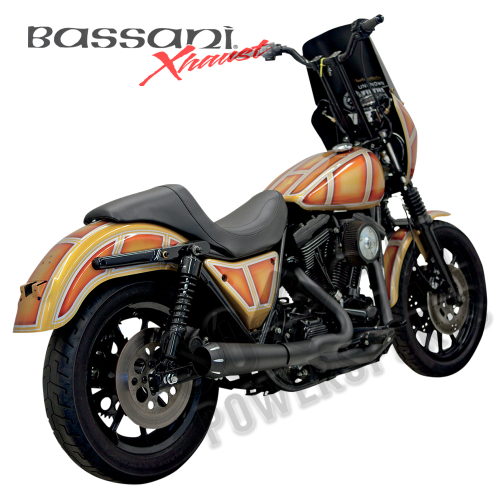 Bassani Manufacturing - Bassani Manufacturing Road Rage 2:1 Short Megaphone Exhaust System - Black - 1FXR2B