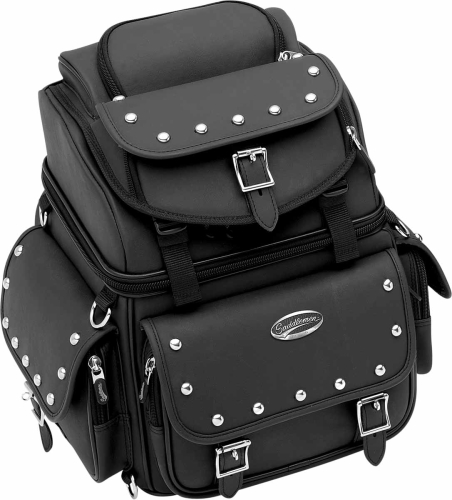 Saddlemen - Saddlemen BR1800EX/S Combination Backrest, Seat and Sissy Bar Bag with Studs - 3515-0119