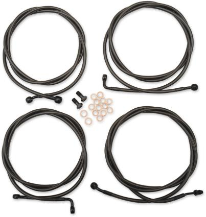 LA Choppers - LA Choppers Standard Handlebar Cable/Brake & Clutch Line/Wire Kit - Black Vinyl/Stainless - LA-8054KT-08M