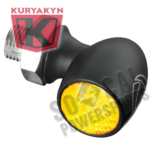 Kuryakyn - Kuryakyn Atto Front/Rear Marker Light by Kellermann - Dark Smoke Lens/Amber LED/Satin Black Housing - 2570