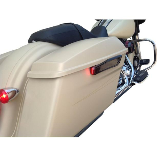 Alloy Art - Alloy Art Lighted Saddlebag Latch Cover - Black Anodized with Smoke Lens & Red LEDs - LL14-2