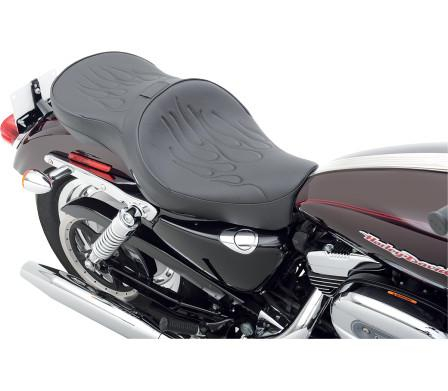 Drag Specialties - Drag Specialties Low-Profile Touring Seat with Optional EZ Glide Backrest System - Flame - 0804-0412
