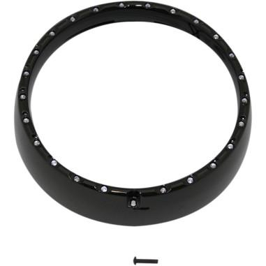 Custom Dynamics - Custom Dynamics 7in. LED Halo Headlight Trim Rings with Built-In Turn Signals - Gloss Black/White - CDTB-BAT-W-B
