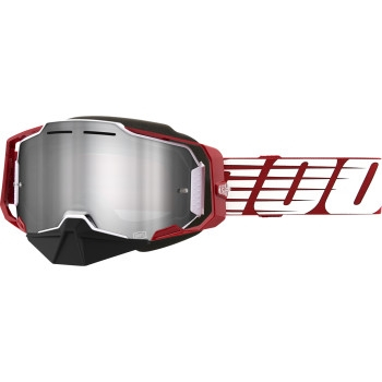100% - 100% Armega Snow Goggles - 50008-00006 - OD Red/Red/white / Silver Miror Lens - OSFM
