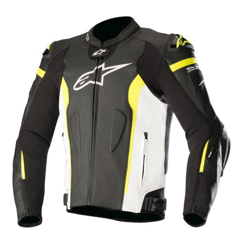 Alpinestars - Alpinestars Missile Leather Jacket - 3100118-1260-54 - Black/White/Yellow - 44