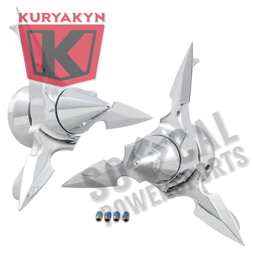 Kuryakyn - Kuryakyn Spun Blade Spinning Axle Caps with Pointed Center - 1234