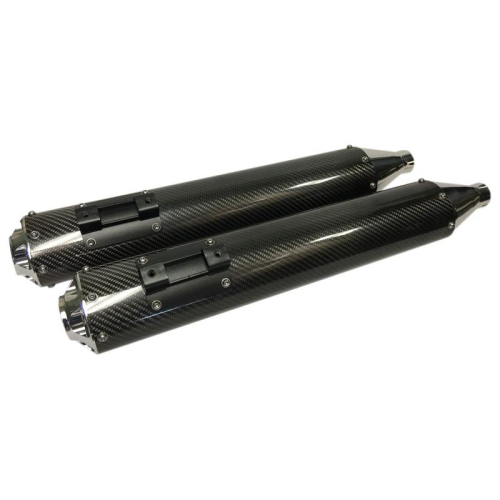 LA Choppers - LA Choppers Fusion 4.5in. Oval Slip-On - Carbon Fiber with Artistic Chrome Tips - LA-F110-01