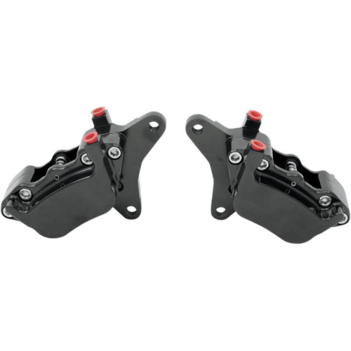 GMA Engineering - GMA Engineering Millenium Series 4-Piston Dual Disc Front Brake F-Caliper - Smooth Black - GMA-400FDDSB