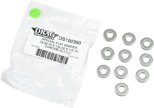 Drag Specialties - Drag Specialties Flat Chrome Washers - 13/32in. I.D. - 7/8in. O.D. - 1/8in. thick - MPB743