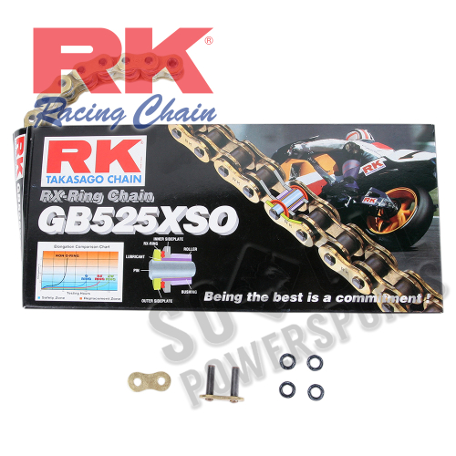 RK - RK 525 XSO GB Chain - 122 Links - Gold - GB525XSO-122