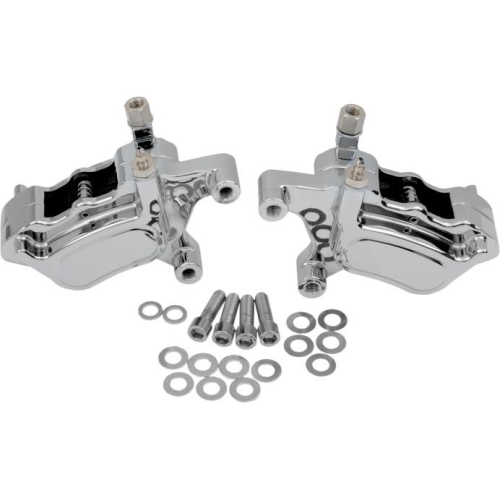GMA Engineering - GMA Engineering Millenium Series 4-Piston Dual Disc Front Brake F-Caliper - Smooth Chrome - GMA-400FDDSC