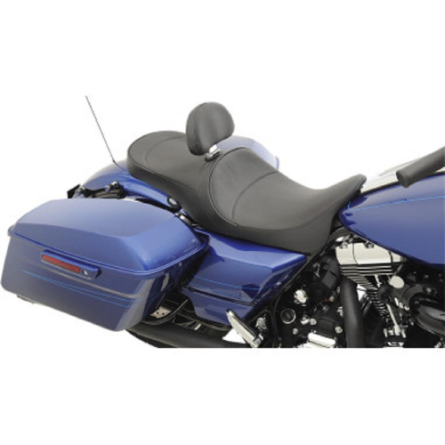 Drag Specialties - Drag Specialties Low-Profile Touring Seat with Driver Backrest - Mild Stitch - 0801-1007