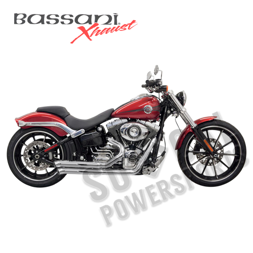 Bassani Manufacturing - Bassani Manufacturing Pro Street Exhaust System with Heat Shield - Turn-Out Cut - Chrome - 1S33D