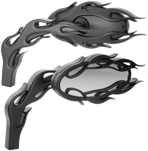 Arlen Ness - Arlen Ness Die-Cast Flamed Mirror - Left - Black - 13-087
