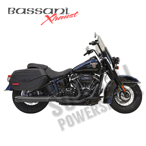 Bassani Manufacturing - Bassani Manufacturing Road Rage 2-Into-1 Exhaust System - Black with Full Black Heat Shields - 1S91RB