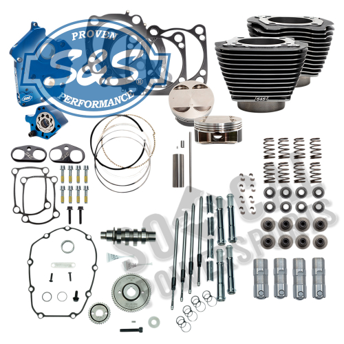 S&S Cycle - S&S Cycle 128in. Power Package for M8 - Gear Cam - Water Cooled - Black Granite w/ Highlighted Fins - 310-1108A