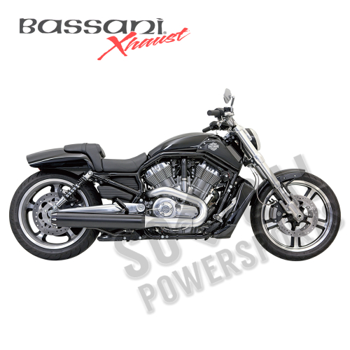 Bassani Manufacturing - Bassani Manufacturing 4in. Slip-On Mufflers - Straight Cut - Black with Black Fluted End Caps - 1V17RB