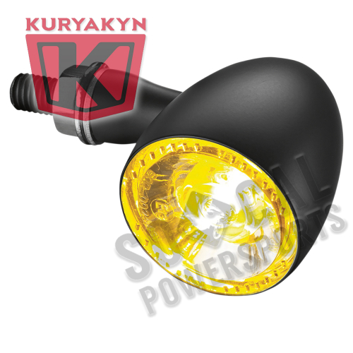 Kuryakyn - Kuryakyn Bullet 1000 Front/Rear Marker Light by Kellermann - Smoke Lens/Satin Black Housing - Amber Light - 2859