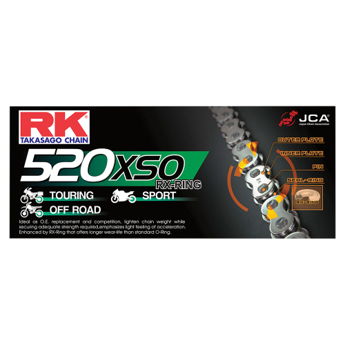 RK - RK 520 XSO GB RX-Ring Chain - 120 Links - Gold - GB520XSO-120