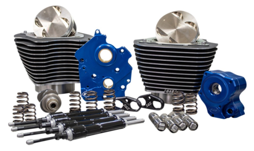 S&S Cycle - S&S Cycle 124in. Power Package - Chain Cam, Water Cooled, Black Pushrods, Wrinkle Black w/ Highlighted Fins - 310-1054B