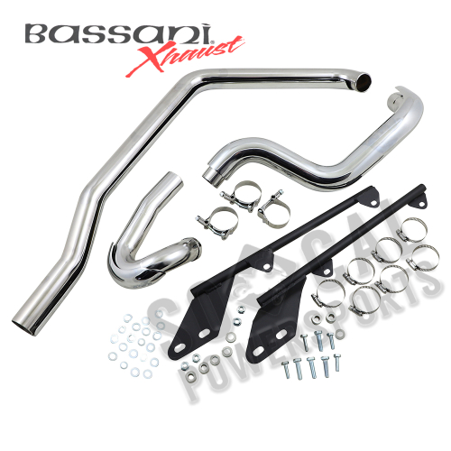 Bassani Manufacturing - Bassani Manufacturing Power Curve True-Dual Crossover Header Pipes for Softails - Chrome - SFT-211