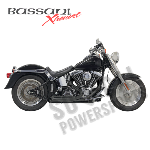 Bassani Manufacturing - Bassani Manufacturing Pro Street Exhaust System with Heat Shields - Turn-Out - Black - 1S24DB