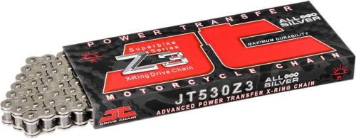JT Drive Chain - JT Drive Chain 530 Z3 Heavy Duty Expert Series X-Ring Sealed Drive Chain - 110 Links - Nickel - JTC530Z3NN110RL