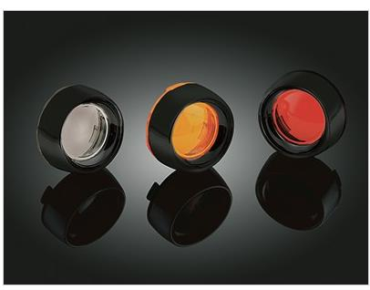 Kuryakyn - Kuryakyn Deep Dish Bezels with Lenses for Bullet Turn Signals - Gloss Black Bezel/Amber Lens - 5481