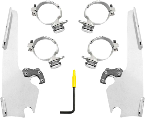 Memphis Shades - Memphis Shades Trigger-Lock Mount Kit for Batwing Fairing and Fats/Slim Windshields - Polished - MEK2036