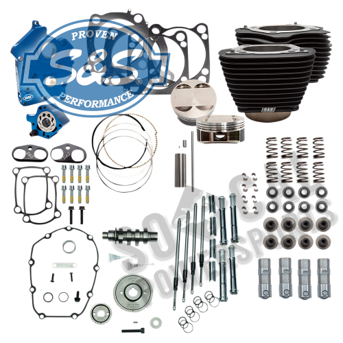 S&S Cycle - S&S Cycle 128in. Power Package for M8 - Gear Cam - Oil Cooled - Wrinkle Black w/ Non-Highlighted Fins - 310-1106A