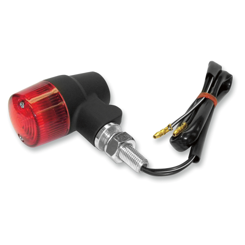K&S Technologies - K&S Technologies Black Satin Aluminum Marker Lights - Round #3 with Red Lens - Single Filament - 25-8635