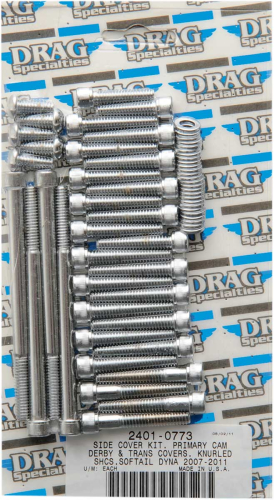 Drag Specialties - Drag Specialties Side Cover Chrome Socket-Head Bolt Set - Knurled - MK695