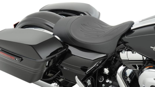 Drag Specialties - Drag Specialties Low-Profile Solo Seat with Forward Positioning - Flame Stitch - 0801-0879