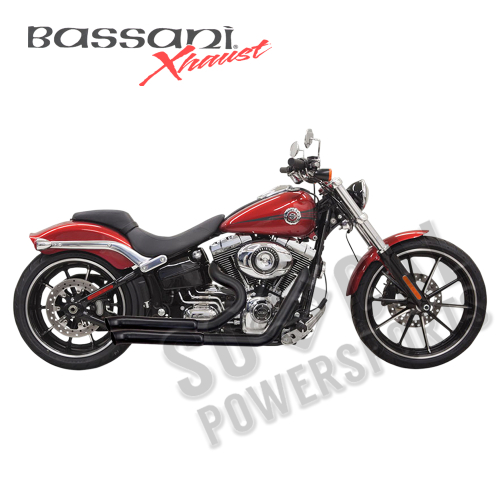 Bassani Manufacturing - Bassani Manufacturing Pro Street Exhaust System with Heat Shield - Turn-Out Cut - Black - 1S33DB