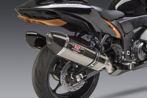 Yoshimura - Yoshimura R-77 Onyx Race Series Dual Slip-On - Stainless Steel Muffler - Onyx - Carbon Fiber End Cap - 1121120920
