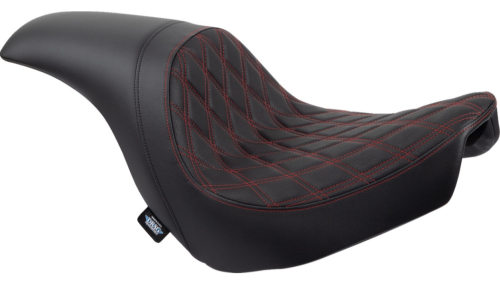 Drag Specialties - Drag Specialties Predator Seat - Double Diamond - Black with Red Sitching - 0802-1519