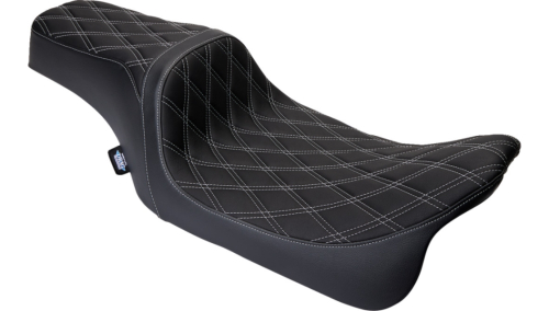 Drag Specialties - Drag Specialties Performance Predator 1-Up Seat - Double Diamond - Silver Thread - 08011489