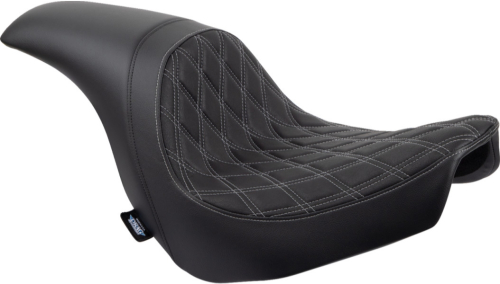 Drag Specialties - Drag Specialties Predator Seat - Double Diamond - Black with Silver Sitching - 0802-1518