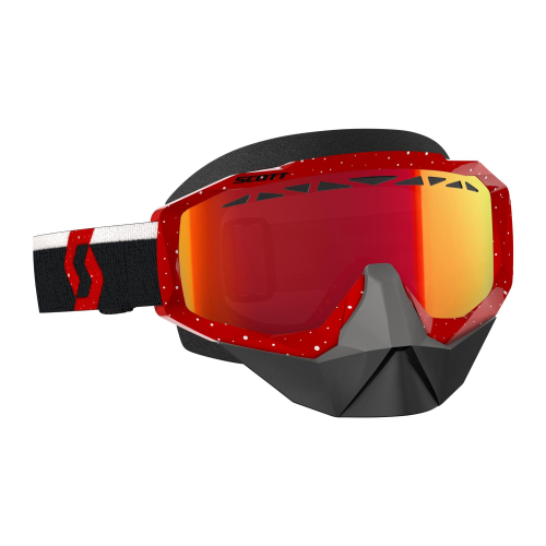 Scott USA - Scott USA Hustle Snowcross Goggles - 262582-1005024 - Red/White / Amp Red Chrome Lens - OSFM
