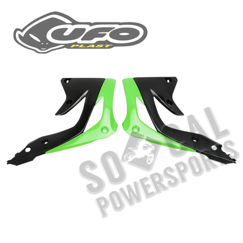 UFO Plastics - UFO Plastics Radiator Covers - OEM Green/Black - KA04719-999