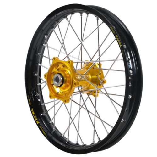 Dubya - Dubya MX Front Wheel with Excel Takasago Rim - 1.60x21 - Gold Hub/Black Rim - 56-3134GB