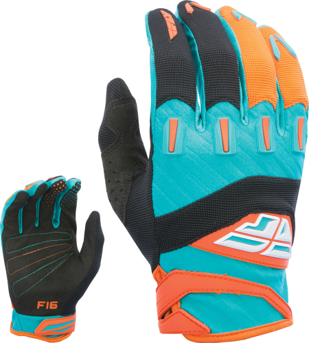 Fly Racing - Fly Racing F-16 Gloves (2017) - 370-91707 - Orange/Teal - 7