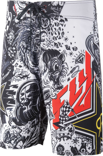 Fly Racing - Fly Racing Rockstar Board Shorts - 353-19330 - White/Black - 30