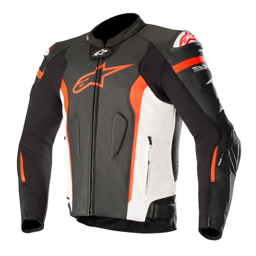 Alpinestars - Alpinestars Missile Leather Jacket - 3100118-1230-48 - Black/White/Red Fluo - 38