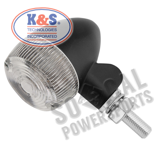 K&S Technologies - K&S Technologies Black Satin Aluminum Marker LED Lights - Round #1 with Clear Lens - Two Wire - 26-8321BK