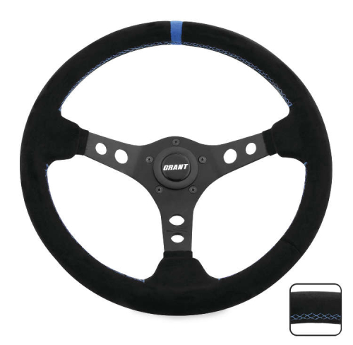 Grant - Grant 694 Suede Series Steering Wheel - Black/Blue - 696